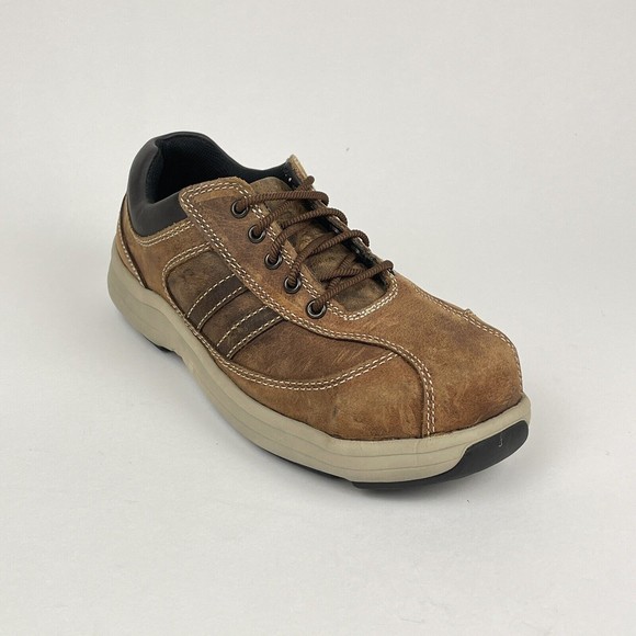 Hush Puppies Men 5 / Women 7 Hytest Brown Casual Oxford Steel Toe Work Shoes - Picture 2 of 12